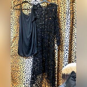 Elegant Black Lace Overlay Dress